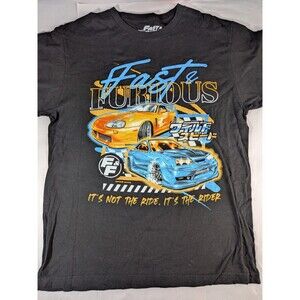 Fast & Furious T Shirt Men's L Graphic Racing Cars Movie Promo Black Universal